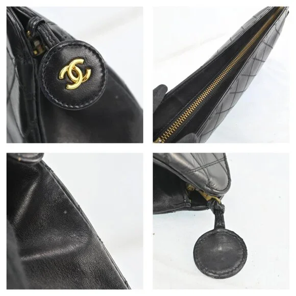 AUTHENTIC CHANEL Matelasse Black Leather Pouch Bag bsj797-121225 - Picture 7 of 16
